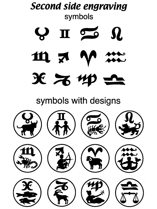 engraved birth stones symbols